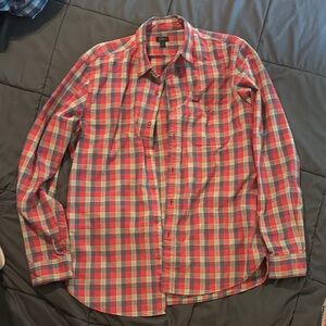 J Crew Men's Red and Blue Plaid Shirt- size medium